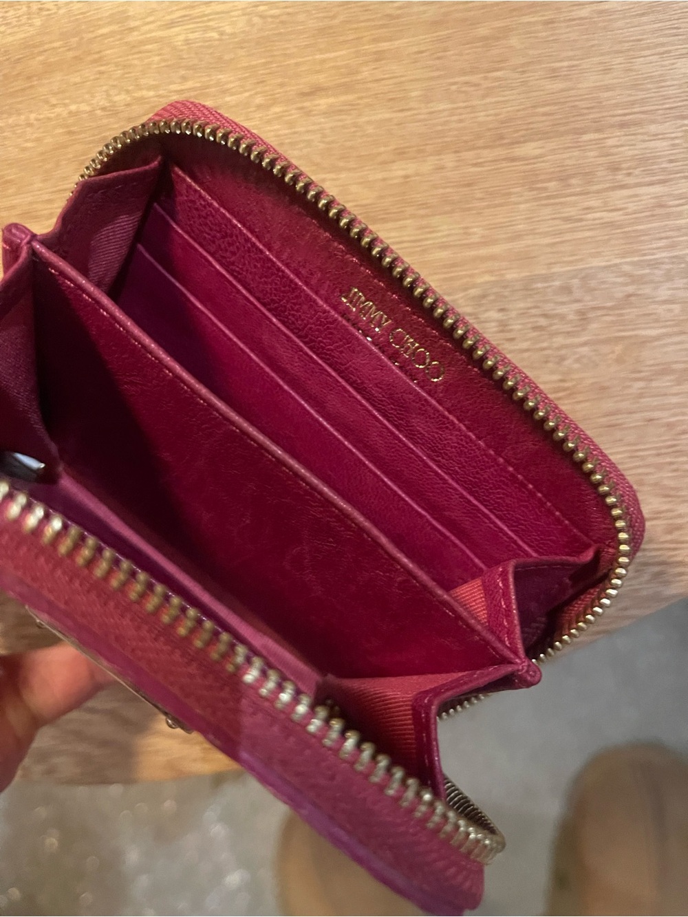 Jimmy Choo Pink Croc-Embossed Zip Wallet - Picture 3 of 5